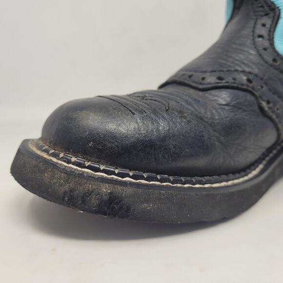 Justin Gypsy Boots 7.5 Black Turquoise Western Roper Cowgirl Rodeo Gemma L9905 - Picture 8 of 11